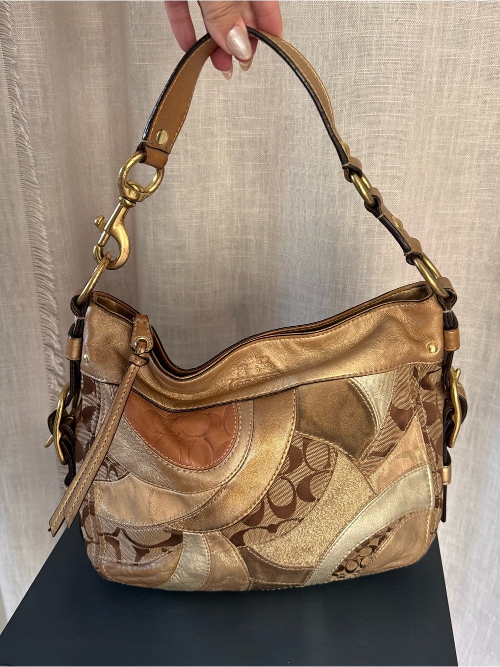Coach Gold Patchwork Zoe Hobo handbag